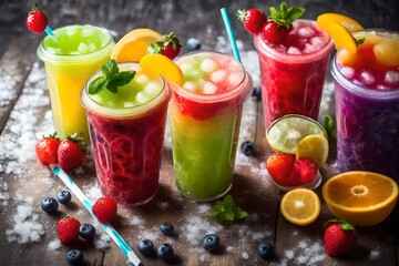 Party or summer drinks called slush with fruity fillings
