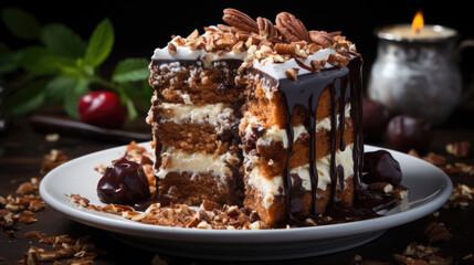 Chocolate Coconut Pecan Cake  Professional , Background Image, Hd