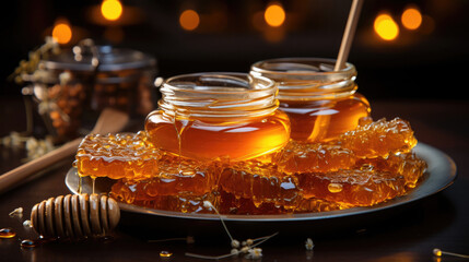 Close - Up Of Honeycomb From Which The Honey Flows , Background Image, Hd