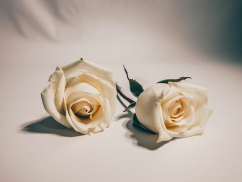 AI generated image of white roses on white background