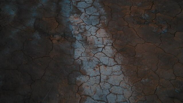 4k closeup of cracked desert land