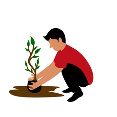 Man planting plant