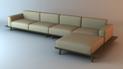 non AI images, modular sofa 3D illustration