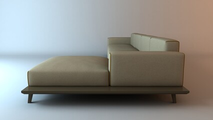 non AI images, modular sofa 3D illustration