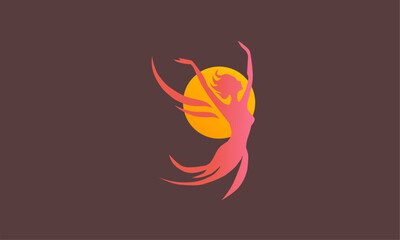 Phoenix logo, Illustration of a Phoenix bird logo and a circle in an abstract shape, a logo symbol of awakening and hope.