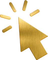 Golden icon cursor click icon click 3d click button mouse click click hand touch arrow click point hand finger pointer computer thumb direction selection choice connection browser 
