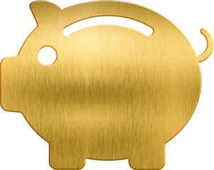 Golden icon bank money save piggy bank pig baby pig summing saving animal bank put coin currency...