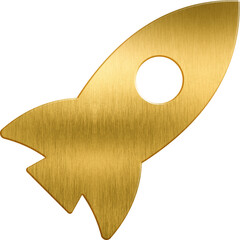 Golden icon rocket launch vector ship spaceship fly space travel startup fire future speed...