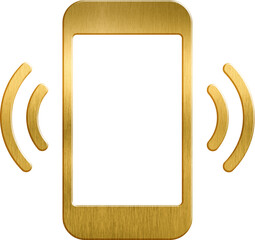 Golden icon phone ringing iPhone smartphone mobile vibrating ring vibration app call center clip...