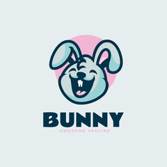 Fototapeta na wymiar Vector Logo Illustration Bunny Mascot Cartoon Style.