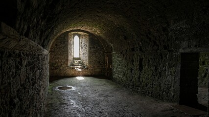 Fototapeta na wymiar Spacious room features a high arched ceiling: Battle Abbey
