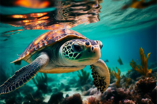 AI-generated illustration of a sea turtle.