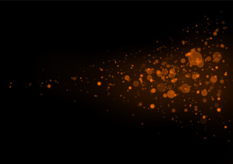 Orange circles and dots Scattered on a black background, can be used to design media, backdrops,...