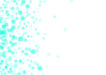 Blue-green circles of various sizes arranged nicely on the left side. Create space for text words and sentences Used in media design.