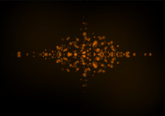 Orange circles and dots Scattered on a black background, can be used to design media, backdrops, website banners.