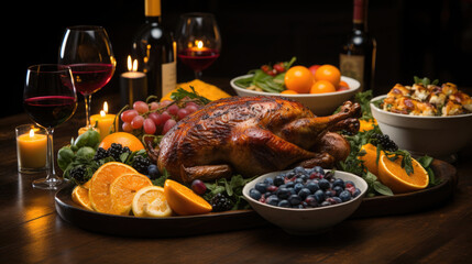 Food For Thanksgiving On A Wooden Table, Background Image, Hd