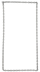Metal chains arranged in a single line to create a rectangular frame, PNG format with a transparent background.