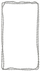 A 3D illustration of a rectangular frame crafted from a double line of metal chains, available in PNG format with a transparent background.