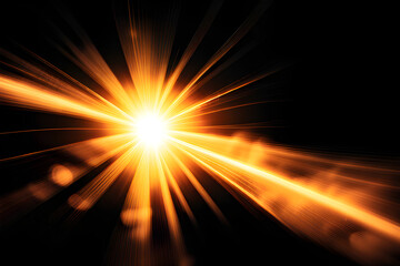 Solar Impact Lens Flare Blank Leak Warm Solar Effect on Black Background generative AI

