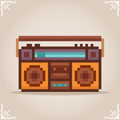 Vintage radio in 8 bit pixel art. classic radio in vector illustrations for game asset and sticker