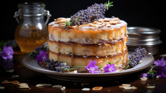 Lavender Honey Almond Cake  Professional , Background Image, Hd