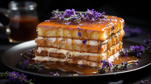 Lavender Honey Cake  Professional Photography, Background Image, Hd