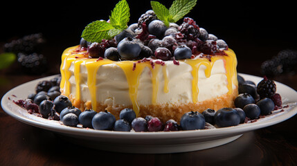 Lemon Blueberry Cheesecake  Professional Photography, Background Image, Hd