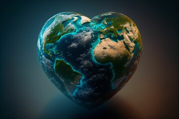 AI generated illustration of heart shaped earth