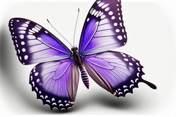 Fototapeta premium AI generated illustration of a purple butterfly on white background