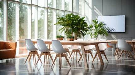 Fototapeta premium modern interior design office space White color theme modern style office with exposed concrete floor