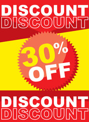 discount 30 % off shoping tag vector illustration in red and yellow