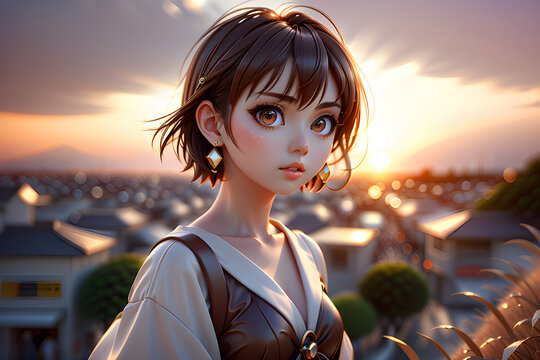 Girl of the Sunset Village.
Generative AI