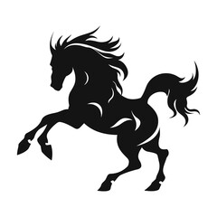 A Horse Silhouette Vector isolated on a white Background, A Moving Horse silhouette Clipart