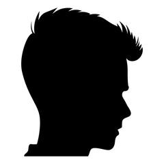 Crew Cut hair Silhouette isolated on a white background, Men hair cut Vector, Crew haircut Vector