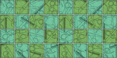 seamless scissors barber tools shop pattern illustration	
