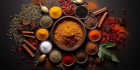 Obraz na płótnie Canvas Illustration of spices on a countertop. 