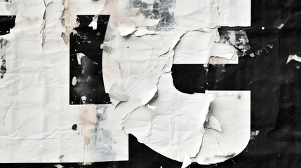 old black white wall poster texture, Old blank ripped torn posters textures backgrounds grunge creased crumpled paper vintage collage placards empty space