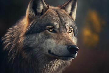 AI generated illustration of the portrait of the wolf.