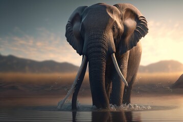 Fototapeta na wymiar AI generated illustration of the portrait of the elephant.