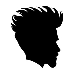 Pompadour haircut Silhouette clipart, Men hair cut Vector, Trendy stylish Male hairstyle Silhouette