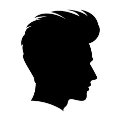 Pompadour haircut Silhouette clipart, Men hair cut Vector, Trendy stylish Male hairstyle Silhouette