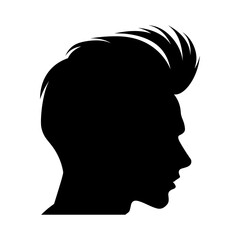 Pompadour haircut Silhouette clipart, Men hair cut Vector, Trendy stylish Male hairstyle Silhouette