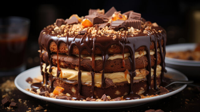 Peanut Butter Chocolate Cake  Professional, Background Image, Hd