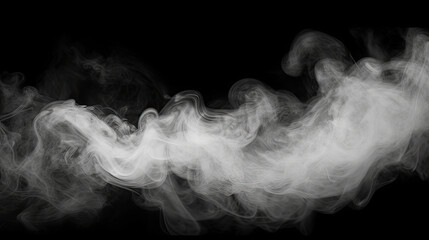 White smoke on black background,   abstract fog. White cloudiness, mist or smog moves on black background. Beautiful swirling gray smoke