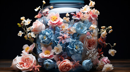 background of flowers in the jar