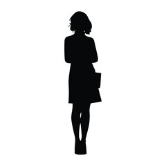 A Businesswoman vector Silhouette, A Girl vector isolated on a white background, Corporate person Black vector