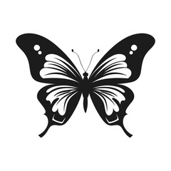 Butterfly Silhouette Vector illustration, Flying butterfly black silhouette, Monarch clipart isolated on a white background