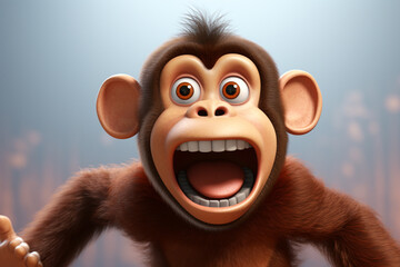 3d Rendered monkey cartoon character - obrazy, fototapety, plakaty