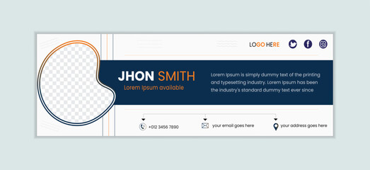 Corporate Business email signature with an author photo place and minimal layout Vector 