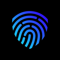 fingerprint security technology logo, clean, premium - obrazy, fototapety, plakaty